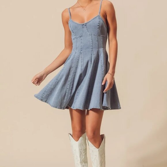 ✨NWT‎ SO ME A Line Fit and Flare Denim Mini Dress - Picture 12 of 16
